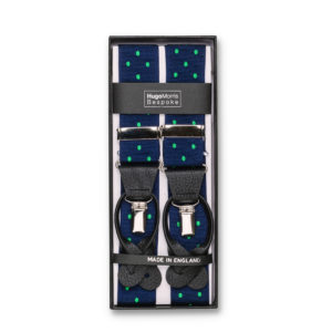 Braces - spot, navy with green spot